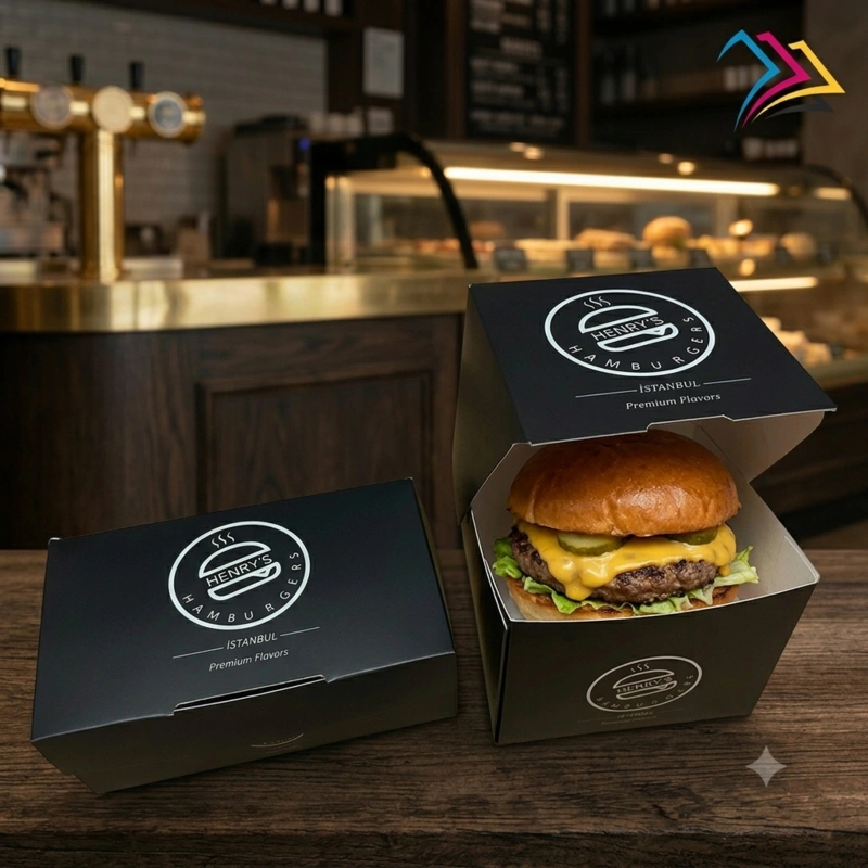 Hamburger kutusu, gıda ambalajı, fast food kutusu imalatı, ES&EM Ambalaj